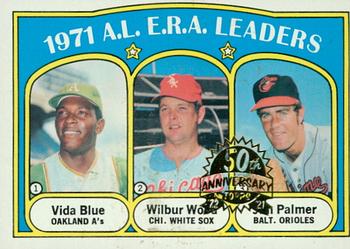 2021 Topps Heritage - 50th Anniversary Buybacks #92 1971 A.L. E.R.A. Leaders - Blue / Wood / Palmer Front