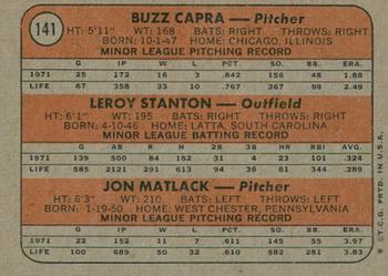 2021 Topps Heritage - 50th Anniversary Buybacks #141 Mets 1972 Rookie Stars (Buzz Capra / Leroy Stanton / Jon Matlack) Back