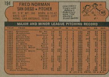 2021 Topps Heritage - 50th Anniversary Buybacks #194 Fred Norman Back