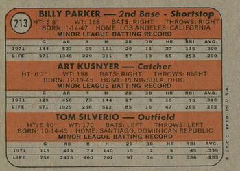 2021 Topps Heritage - 50th Anniversary Buybacks #213 1972 Rookie Stars Angels - Parker / Kusnyer / Silverio Back