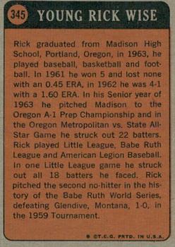 2021 Topps Heritage - 50th Anniversary Buybacks #345 Rick Wise Back