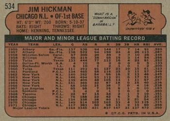 2021 Topps Heritage - 50th Anniversary Buybacks #534 Jim Hickman Back