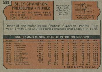 2021 Topps Heritage - 50th Anniversary Buybacks #599 Billy Champion Back