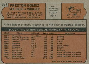 2021 Topps Heritage - 50th Anniversary Buybacks #637 Preston Gomez Back