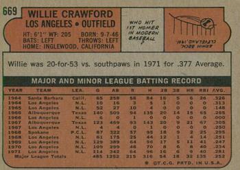 2021 Topps Heritage - 50th Anniversary Buybacks #669 Willie Crawford Back