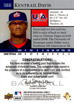 2009 Upper Deck - USA National Team Autographs #USAB-KD Kentrail Davis Back
