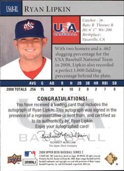 2009 Upper Deck - USA National Team Autographs #USAB-RL Ryan Lipkin Back