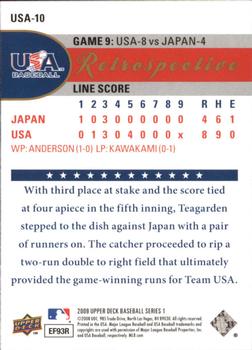 2009 Upper Deck - USA National Team Retrospective #USA-10 Taylor Teagarden Back