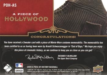 2009 Upper Deck A Piece of History - A Piece of Hollywood #POH-AS Arnold Schwarzenegger Back