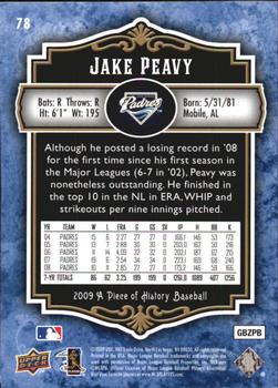 2009 Upper Deck A Piece of History - Blue #78 Jake Peavy Back