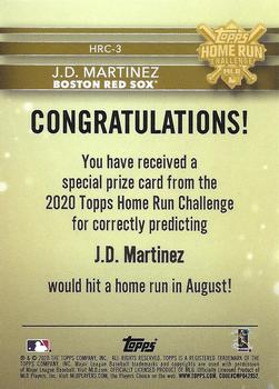 2020 Topps - Home Run Challenge Winners July/August #HRC-3 J.D. Martinez Back