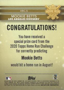 2020 Topps - Home Run Challenge Winners July/August #HRC-5 Mookie Betts Back
