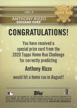 2020 Topps - Home Run Challenge Winners July/August #HRC-9 Anthony Rizzo Back