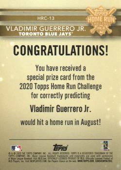 2020 Topps - Home Run Challenge Winners July/August #HRC-13 Vladimir Guerrero Jr. Back