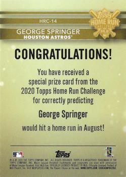 2020 Topps - Home Run Challenge Winners July/August #HRC-14 George Springer Back