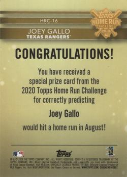2020 Topps - Home Run Challenge Winners July/August #HRC-16 Joey Gallo Back