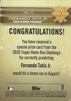 2020 Topps - Home Run Challenge Winners July/August #HRC-19 Fernando Tatis Jr. Back