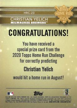 2020 Topps - Home Run Challenge Winners July/August #HRC-23 Christian Yelich Back
