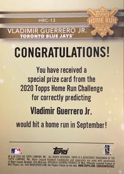 2020 Topps - Home Run Challenge Winners September #HRC-13 Vladimir Guerrero Jr. Back