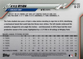 2020 Topps Update - Yellow #U-27 Kyle Ryan Back