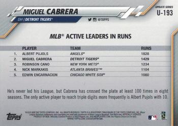 2020 Topps Update - Yellow #U-193 Miguel Cabrera Back