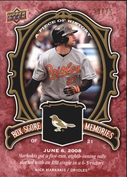 2009 Upper Deck A Piece of History - Box Score Memories Red #BSM-NM Nick Markakis Front