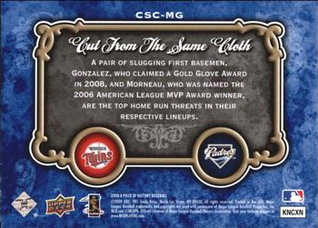 2009 Upper Deck A Piece of History - Cut from the Same Cloth #CSC-MG Justin Morneau / Adrian Gonzalez Back