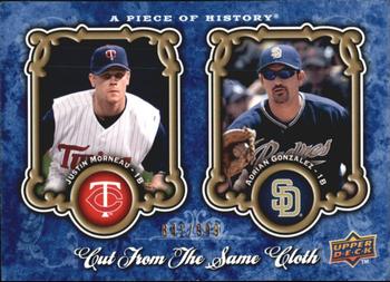 2009 Upper Deck A Piece of History - Cut from the Same Cloth #CSC-MG Justin Morneau / Adrian Gonzalez Front