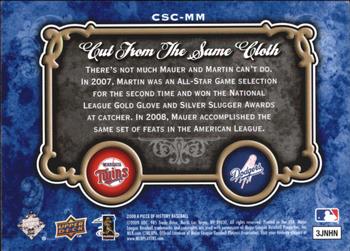 2009 Upper Deck A Piece of History - Cut from the Same Cloth #CSC-MM Joe Mauer / Russell Martin Back