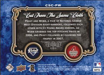 2009 Upper Deck A Piece of History - Cut from the Same Cloth #CSC-PW Jake Peavy / Brandon Webb Back