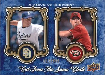 2009 Upper Deck A Piece of History - Cut from the Same Cloth #CSC-PW Jake Peavy / Brandon Webb Front