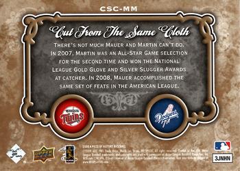2009 Upper Deck A Piece of History - Cut from the Same Cloth Gold #CSC-MM Joe Mauer / Russell Martin Back