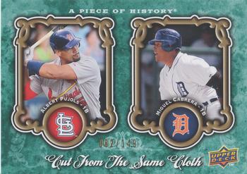 2009 Upper Deck A Piece of History - Cut from the Same Cloth Green #CSC-PC Albert Pujols / Miguel Cabrera Front