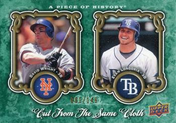 2009 Upper Deck A Piece of History - Cut from the Same Cloth Green #CSC-WL David Wright / Evan Longoria Front