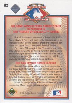 1991 Upper Deck - Heroes of Baseball Autographed #H2 Gaylord Perry Back