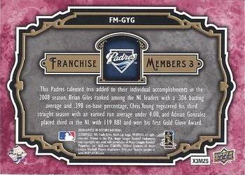 2009 Upper Deck A Piece of History - Franchise Members Trio Red #FM-GYG Brian Giles / Chris Young / Adrian Gonzalez Back