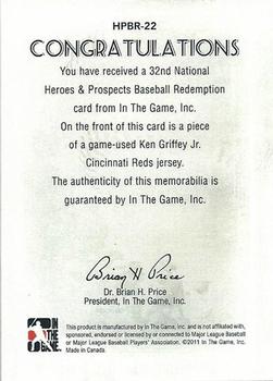 2011 In The Game Heroes & Prospects 32nd National #HPBR-22 Ken Griffey Jr. Back