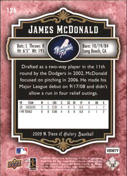 2009 Upper Deck A Piece of History - Red #126 James McDonald Back