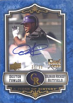 2009 Upper Deck A Piece of History - Rookie Autographs Blue #116 Dexter Fowler Front