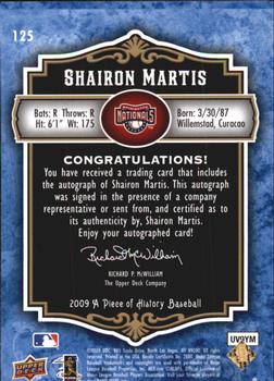2009 Upper Deck A Piece of History - Rookie Autographs Blue #125 Shairon Martis Back
