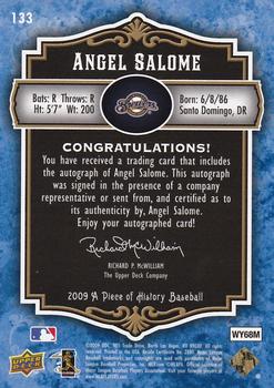 2009 Upper Deck A Piece of History - Rookie Autographs Blue #133 Angel Salome Back