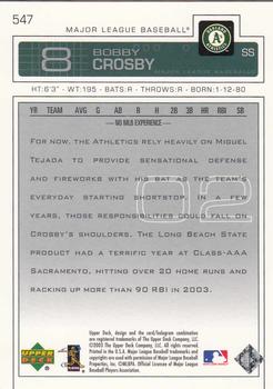 2004 Upper Deck - 2003 Upper Deck Update #547 Bobby Crosby Back