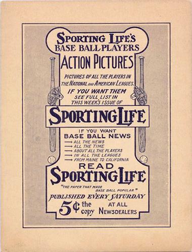 1910-11 Sporting Life Cabinets (M110) #NNO Christy Mathewson Back