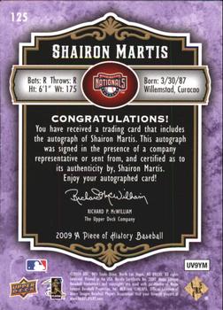 2009 Upper Deck A Piece of History - Rookie Autographs Violet #125 Shairon Martis Back
