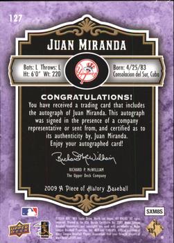 2009 Upper Deck A Piece of History - Rookie Autographs Violet #127 Juan Miranda Back