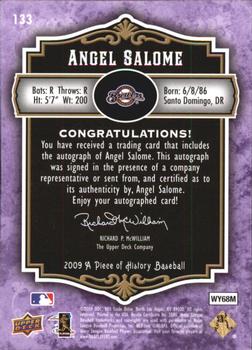 2009 Upper Deck A Piece of History - Rookie Autographs Violet #133 Angel Salome Back