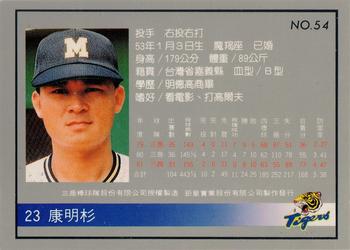 1993 Chu Tung Mercuries Tigers #54 Ming-Shan Kang Back