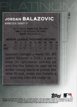 2020 Bowman Platinum - Top Prospects #TOP-4 Jordan Balazovic Back