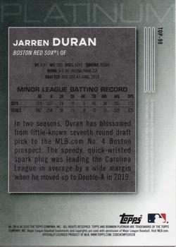 2020 Bowman Platinum - Top Prospects #TOP-98 Jarren Duran Back