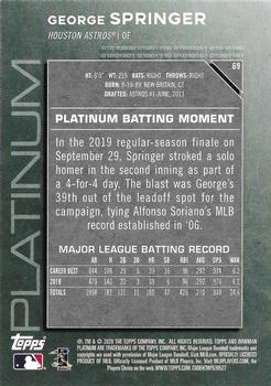 2020 Bowman Platinum - Chartreuse #69 George Springer Back